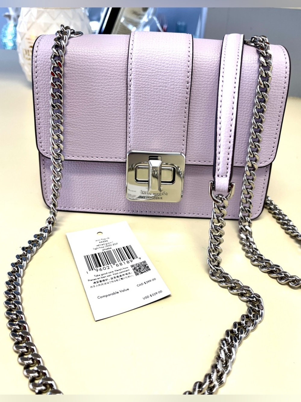 kate spade “Phoebe” RP$329 NWT Crossbody/shoulder Bag Mini Grain Leather Lilac
